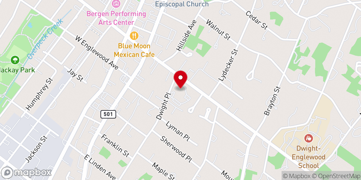 Map showing location of First Presbyterian Church of Englewood
