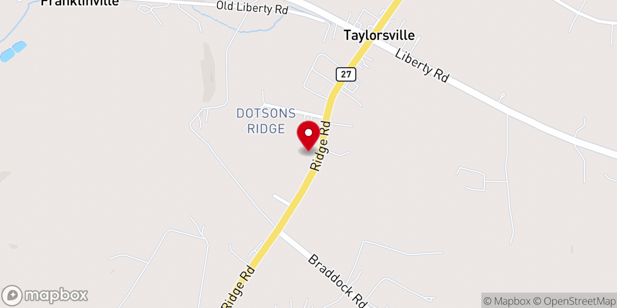 Map showing location of Taylorsville United Methodist Church