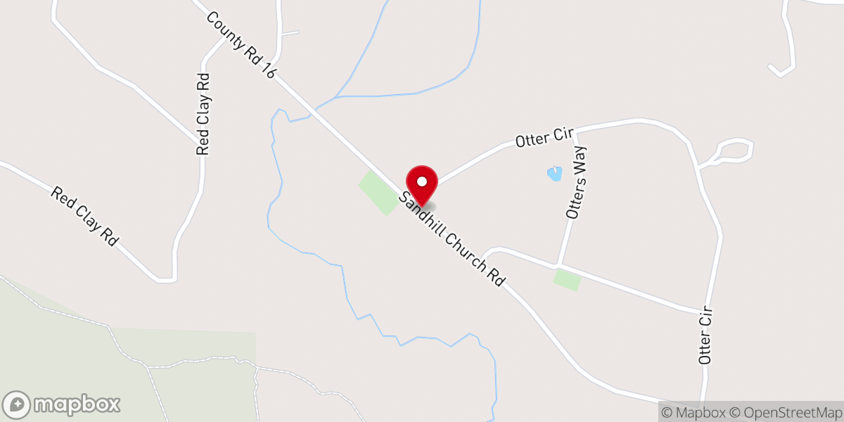 Map showing location of Sand Hill Baptist Church