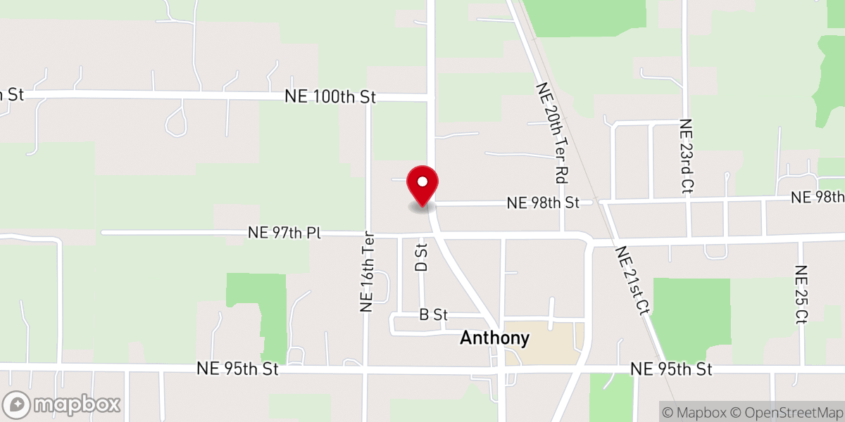Map showing location of Anthony Church of Christ