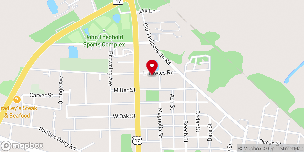 Map showing location of New Hope Baptist Church