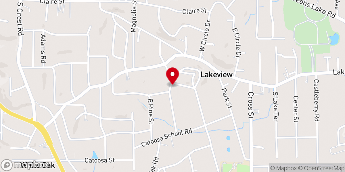 Map showing location of Lakeview First Baptist Church