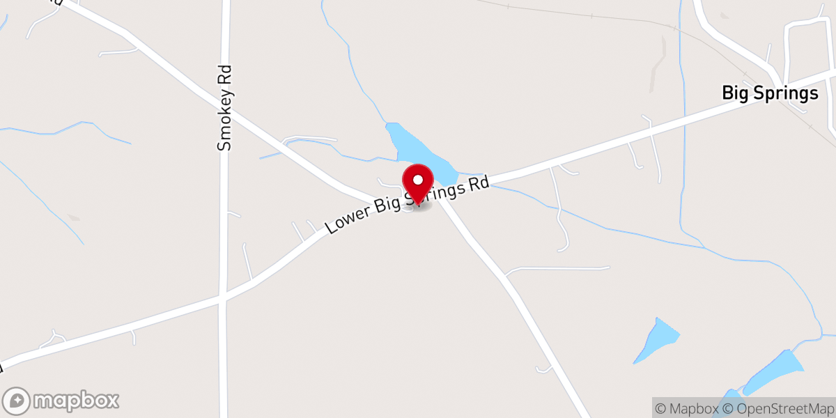 Map showing location of Big Springs Church