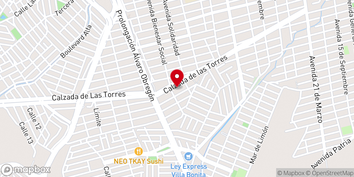 Map showing location of Iglesia Pentecostal UPN