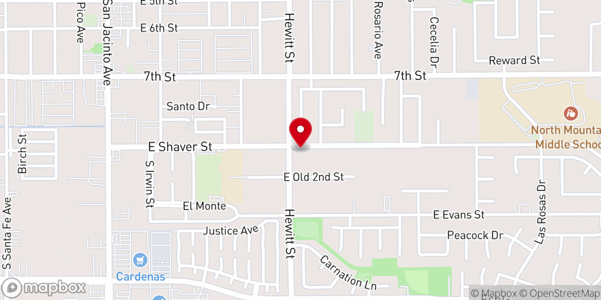 Map showing location of El Shaddai Bilingual Church