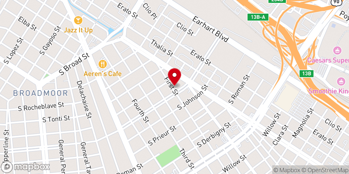 Map showing location of Antioch New Orleans