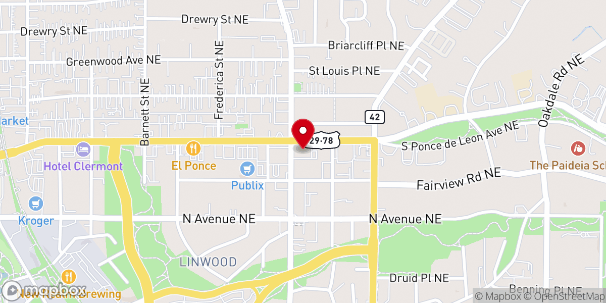 Map showing location of The Church at Ponce & Highland