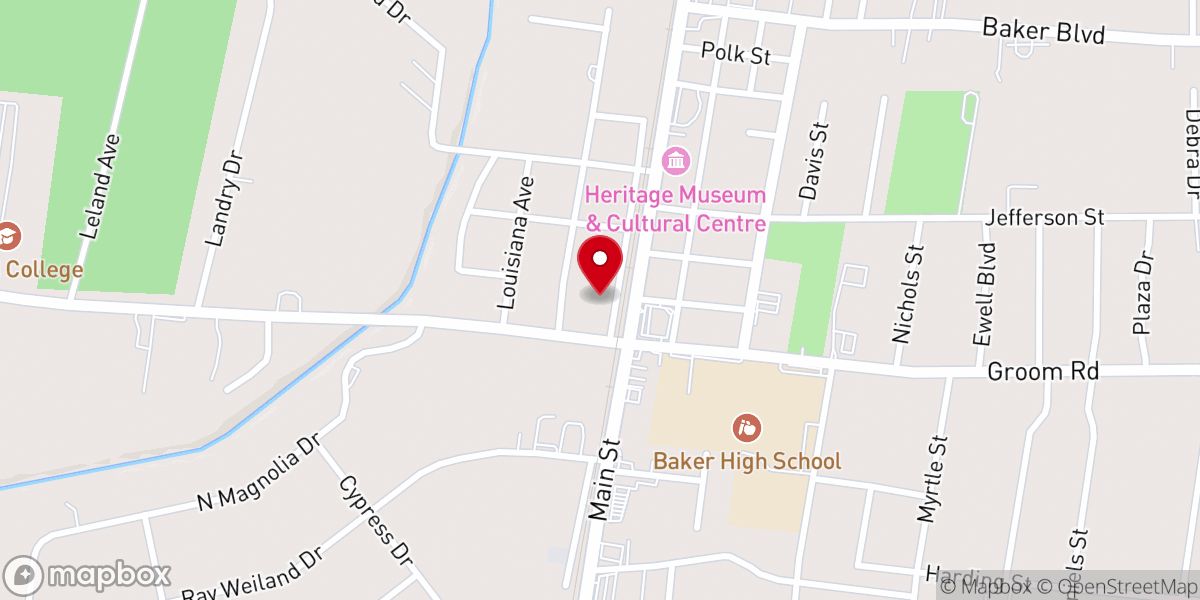 Map showing location of First United Methodist Church of Baker