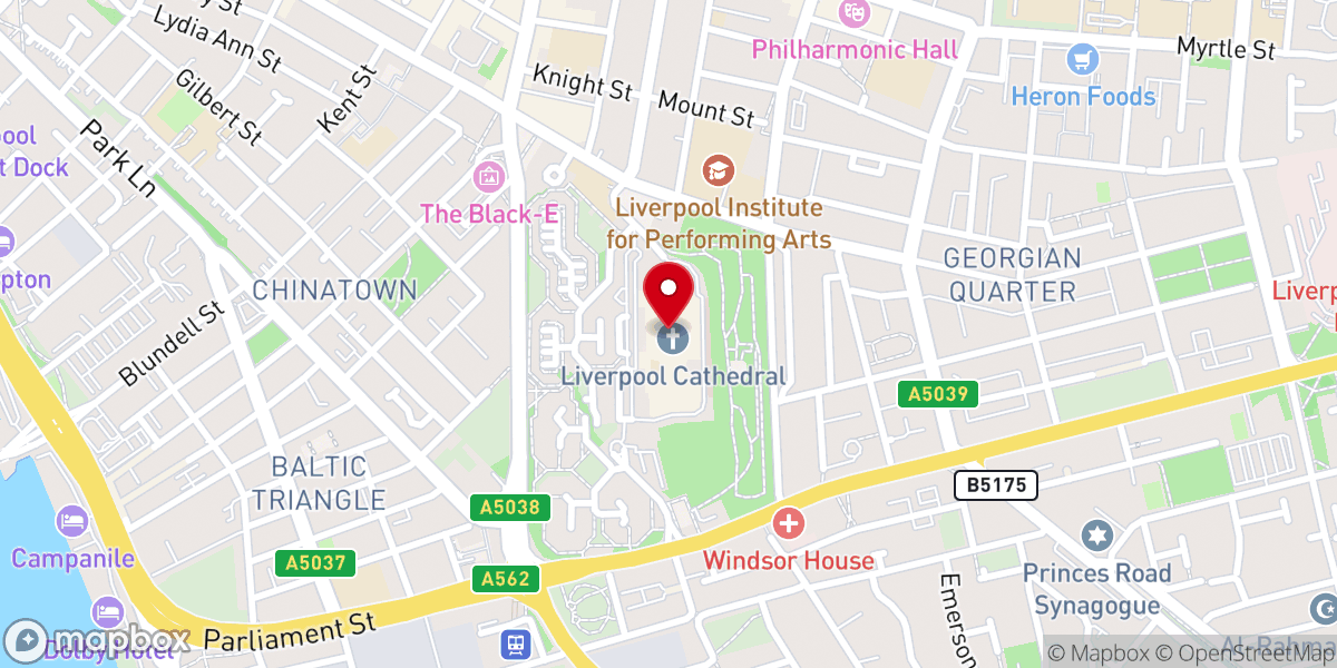Map showing location of Liverpool Cathedral