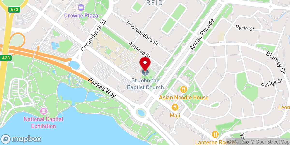 Map showing location of St John's Anglican Church, Reid