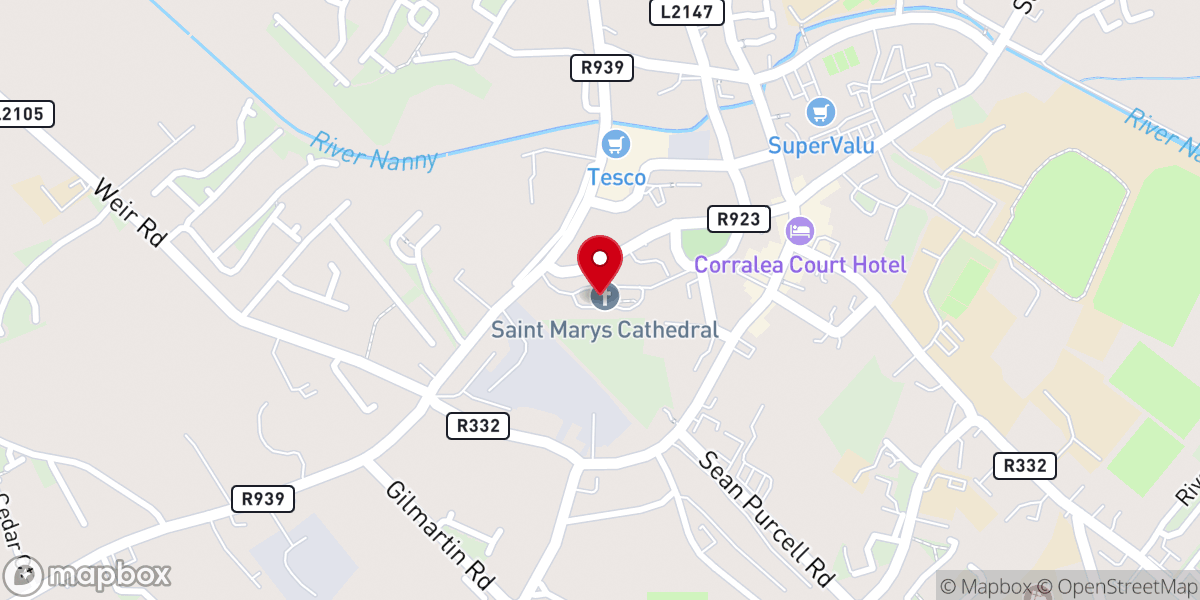 Map showing location of St Mary's Cathedral