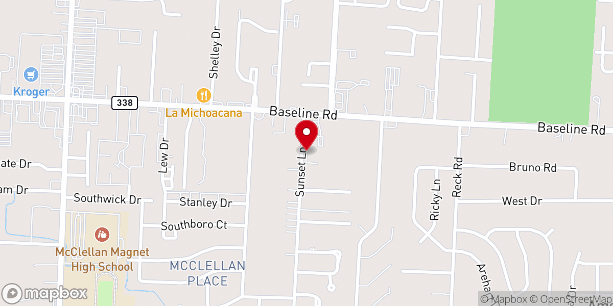Map showing location of Sunset Lane Baptist Church