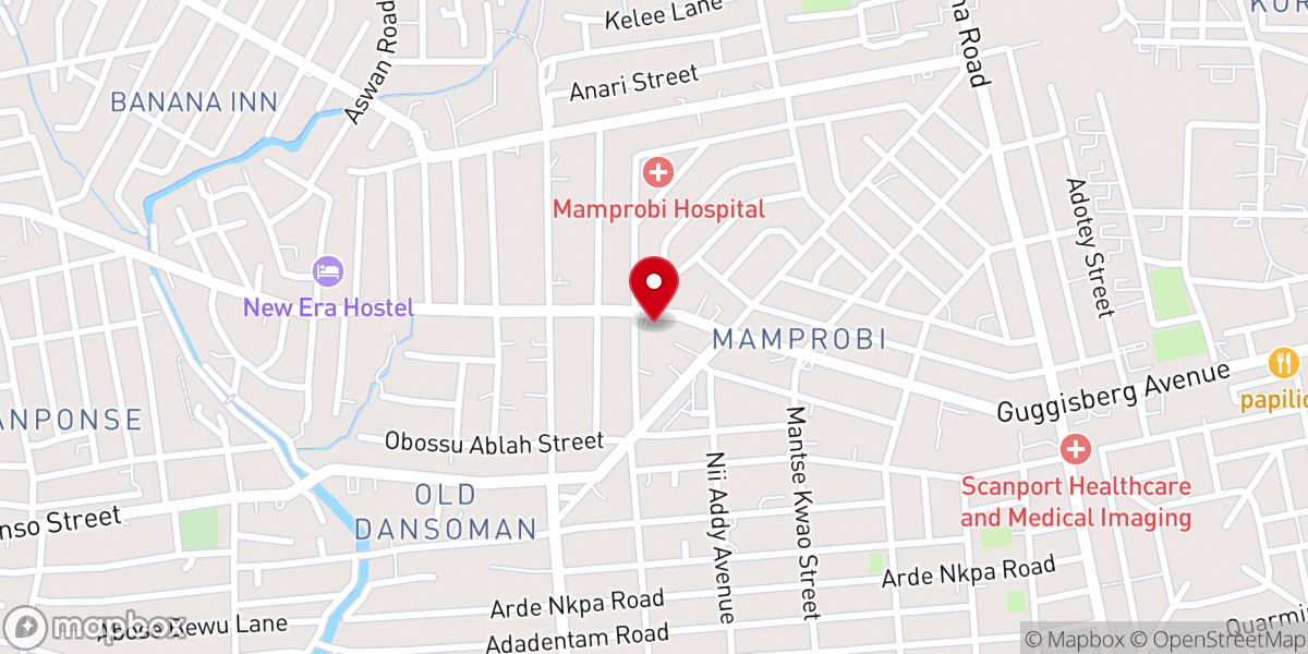 Map showing location of Nazareth Methodist Church, Mamprobi Circuit