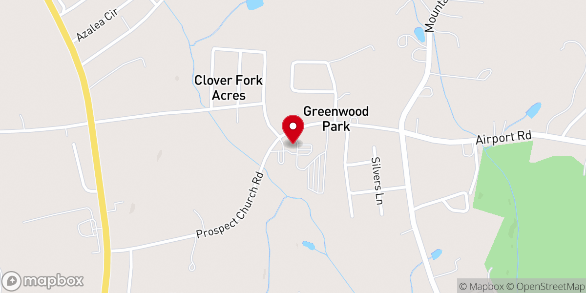 Map showing location of Prospect Baptist Church