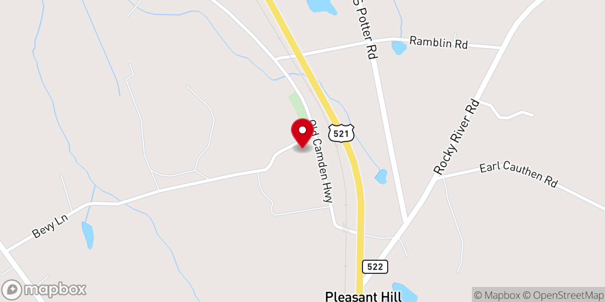 Map showing location of Pleasant Hill Church