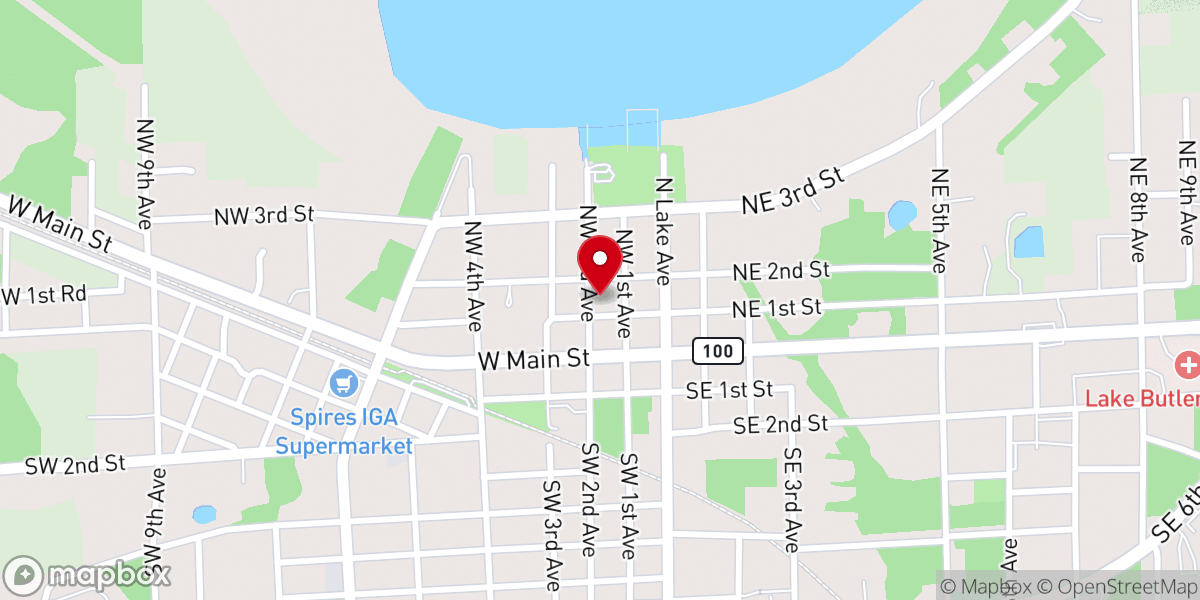 Map showing location of First Christian Church