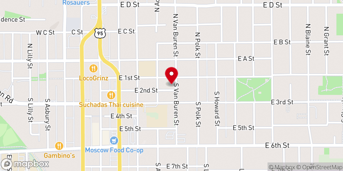 Map showing location of Unitarian Universalist Church of the Palouse