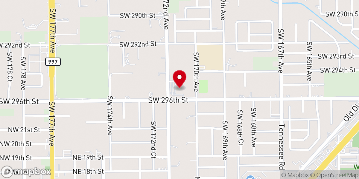 Map showing location of South Dade Baptist Church