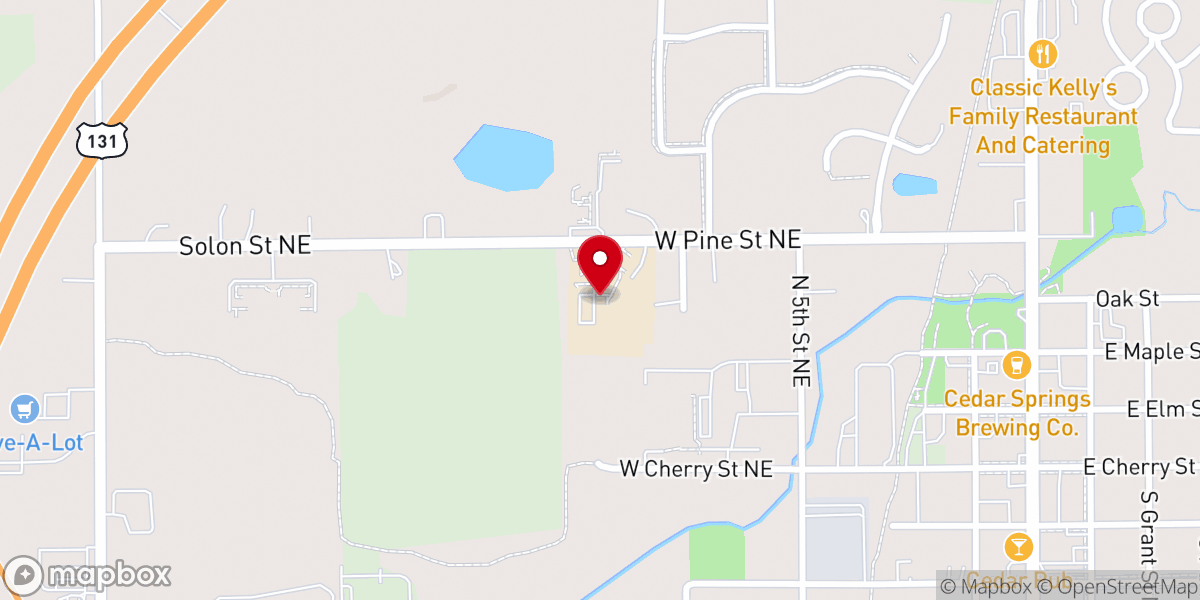 Map showing location of Cedar Springs Christian Church