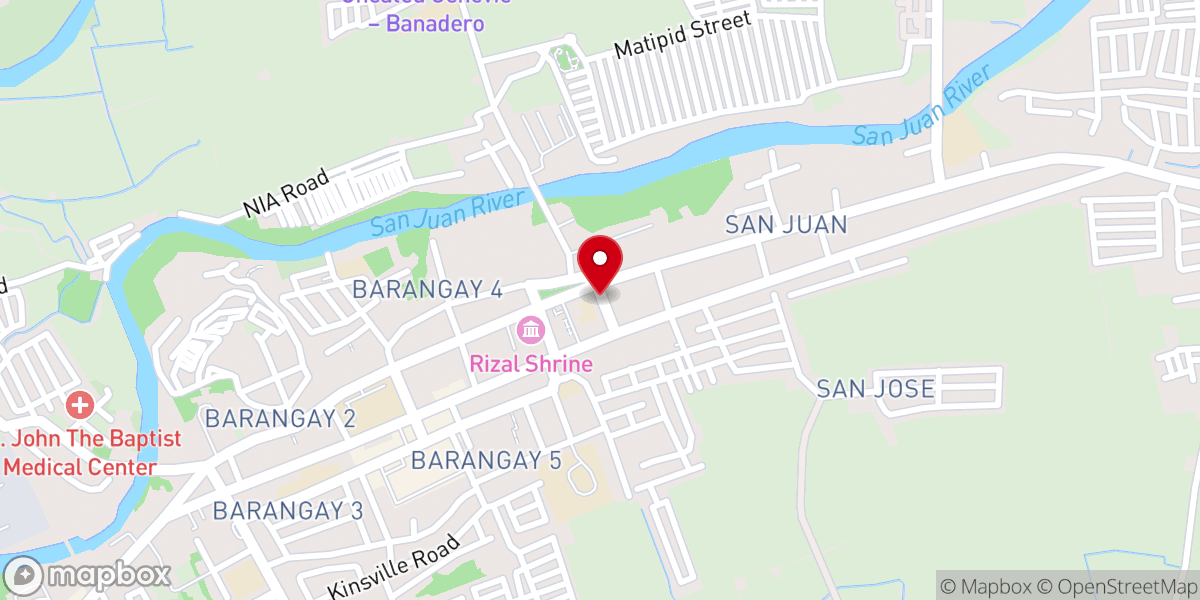 Map showing location of Saint John the Baptist Parish Memorial Chapels
