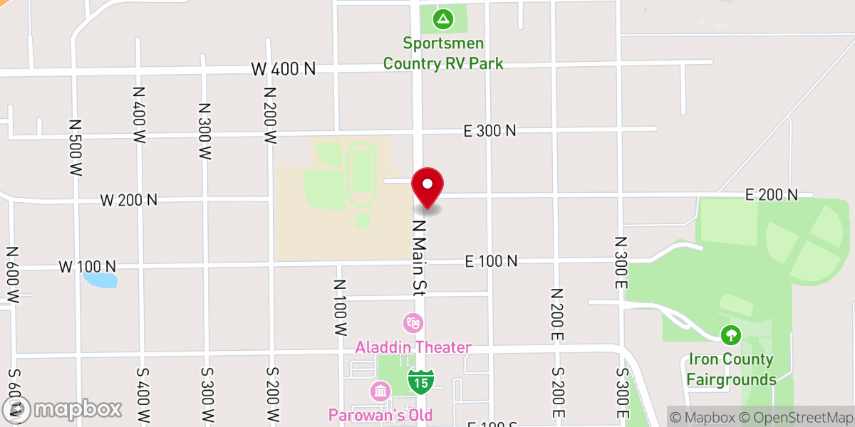 Map showing location of Parowan United Methodist Church