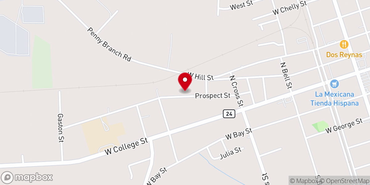 Map showing location of Hines Chapel