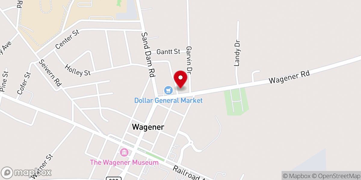 Map showing location of Wagener United Methodist Church