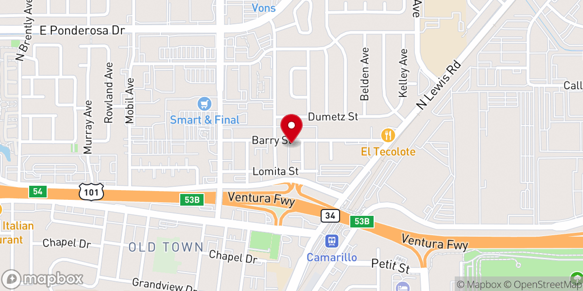 Map showing location of Camarillo Foursquare Church