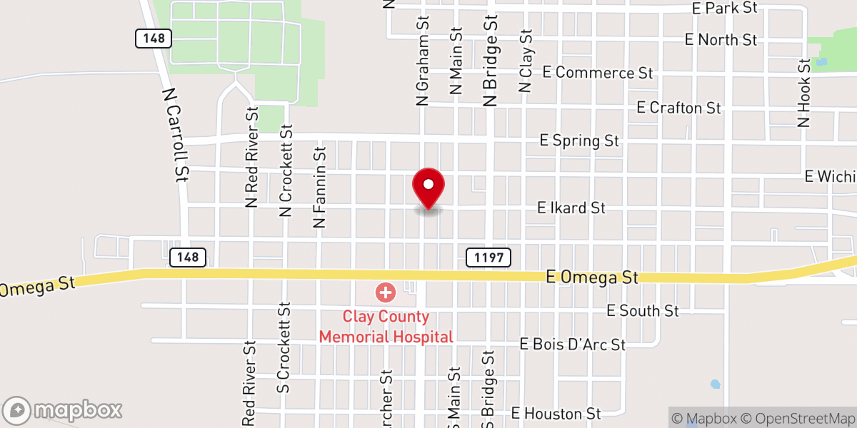 Map showing location of Clay County 1890 Jail Museum