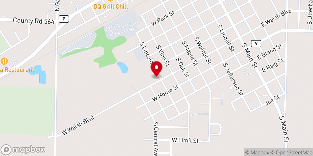 Map showing location of Southside Baptist Church