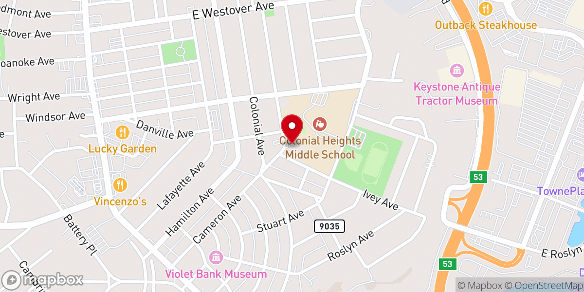 Map showing location of Cameron Avenue Church of Christ