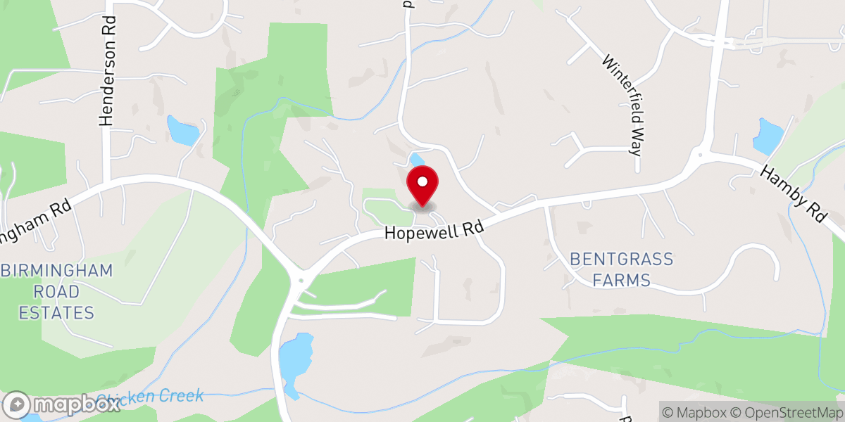 Map showing location of Hopewell Baptist Church of Alpharetta