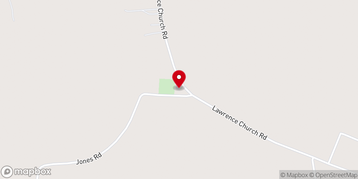 Map showing location of Lawrence Baptist Church