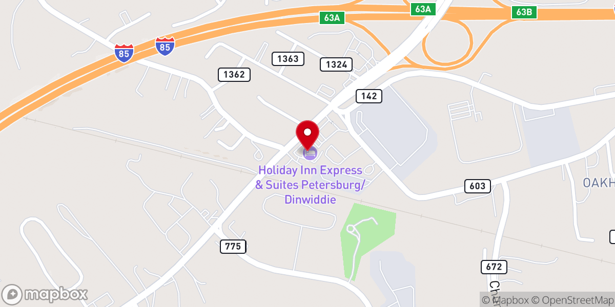 Map showing location of Holiday Inn Express & Suites Petersburg/Dinwiddie by IHG