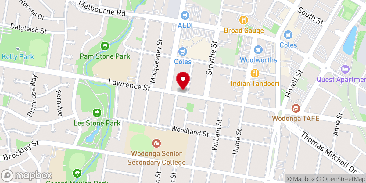 Map showing location of The Salvation Army Wodonga Corps