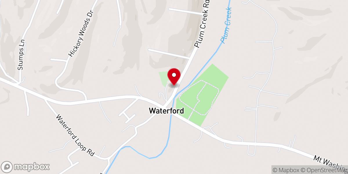 Map showing location of Plum Creek Church