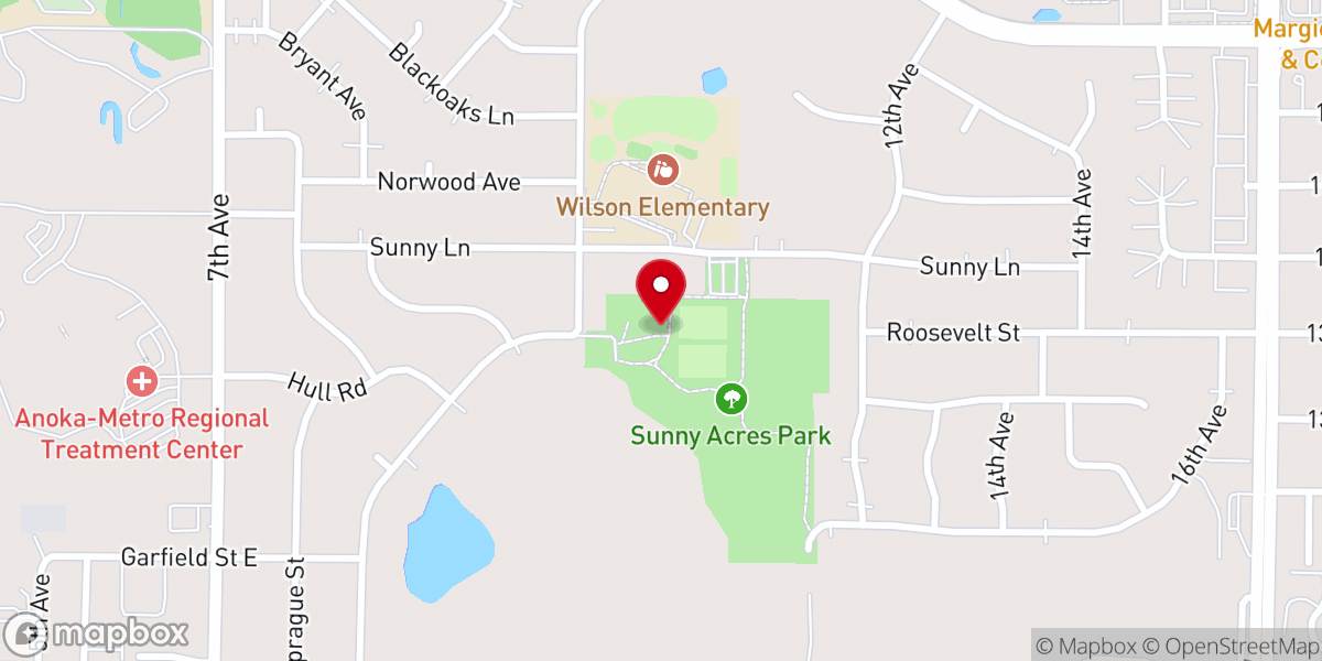 Map showing location of Sunny Acres Park