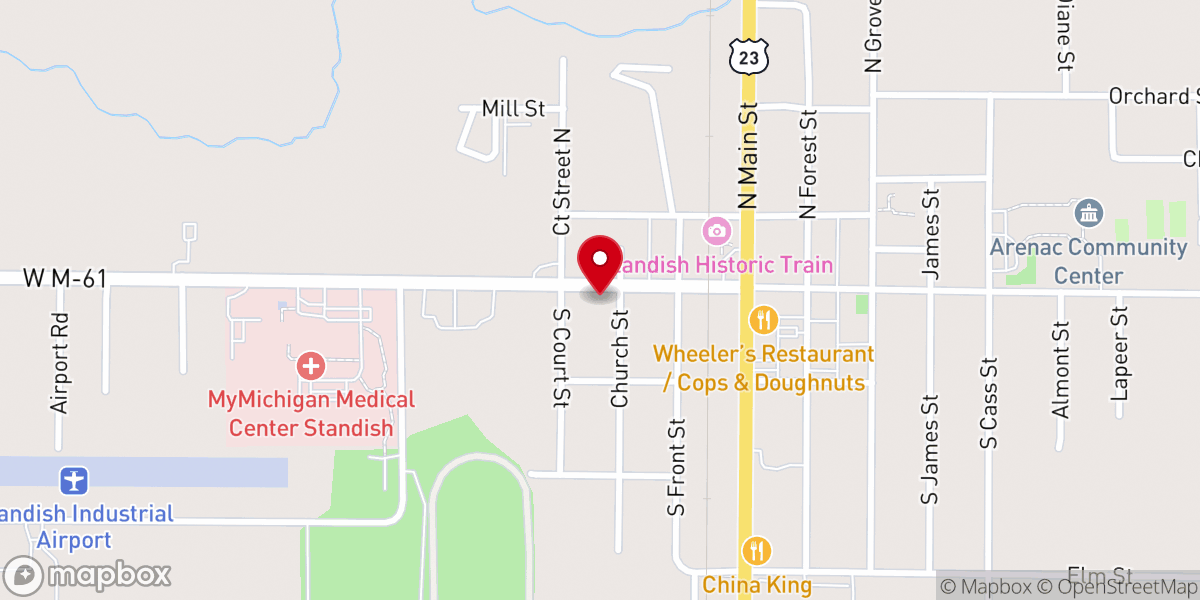 Map showing location of Standish Baptist Church