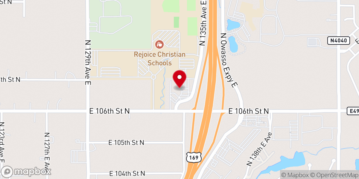 Map showing location of Rejoice Church