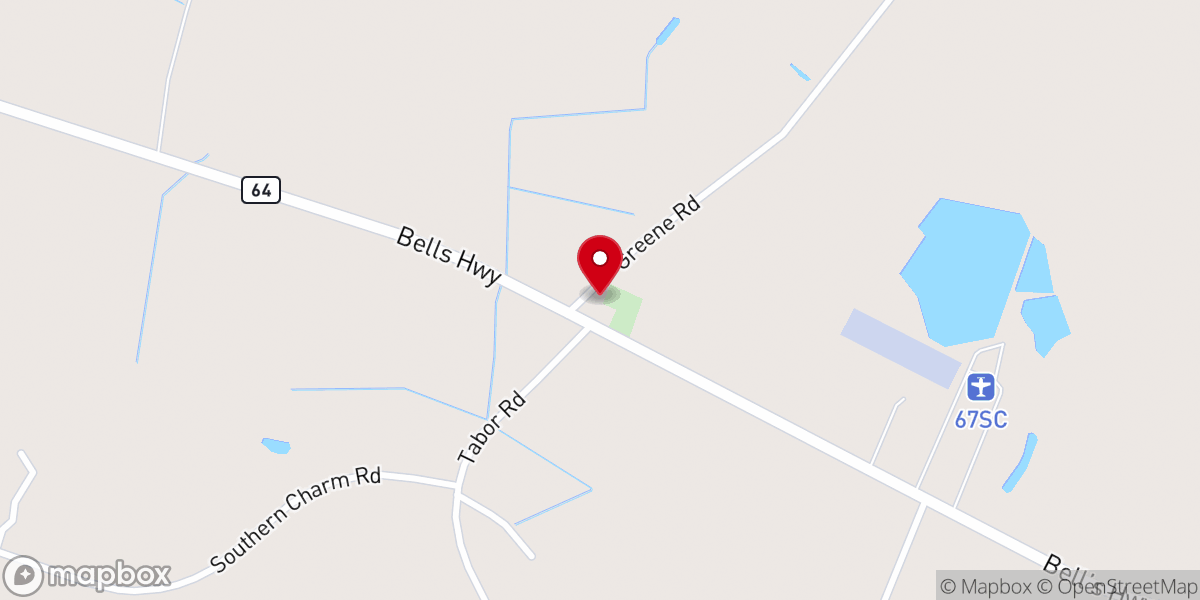 Map showing location of Tabor Methodist Church