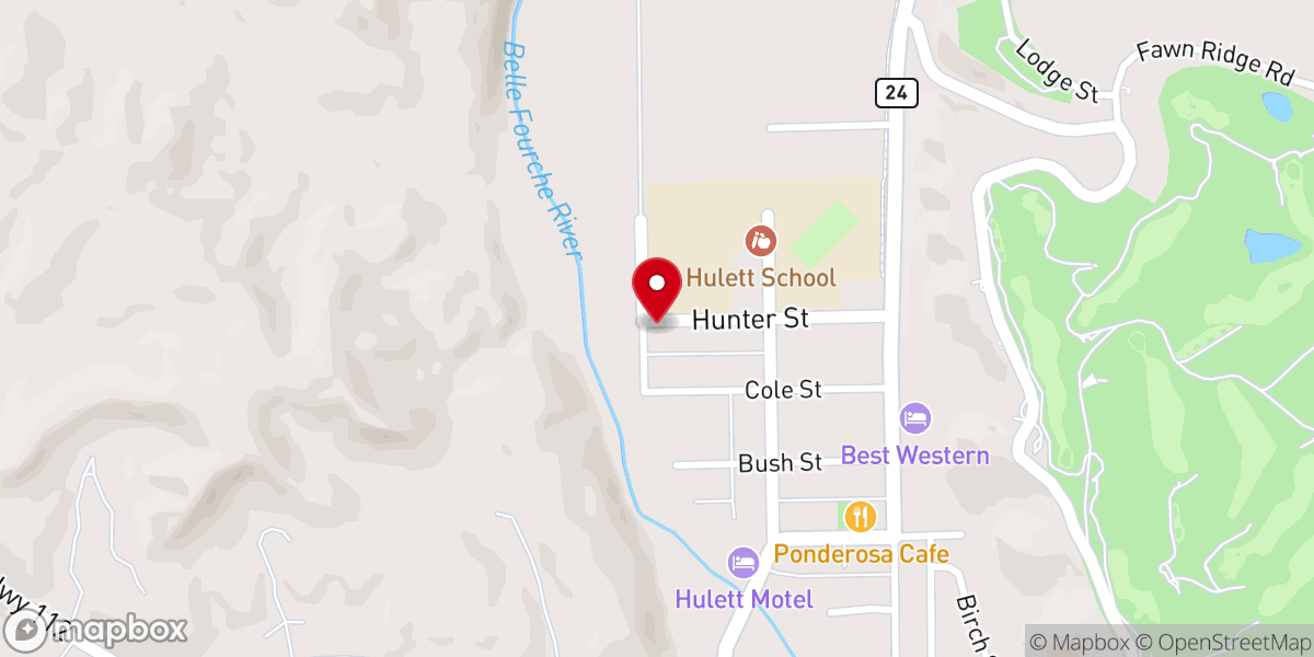 Map showing location of Hulett Assembly of God