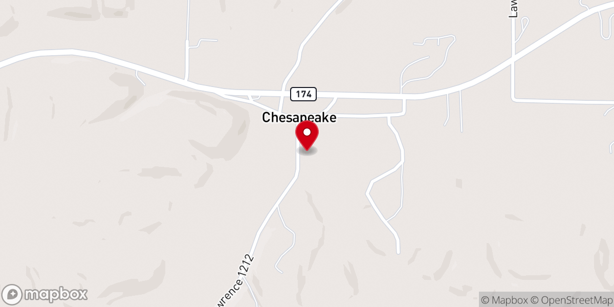 Map showing location of Chesapeake Baptist Church
