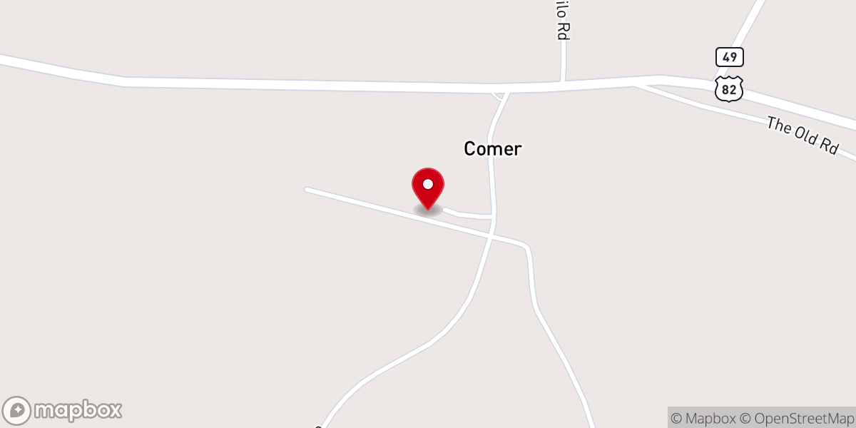 Map showing location of Comer United Methodist Church
