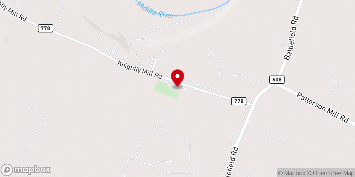 Map showing location of Middle River Church of the Brethren