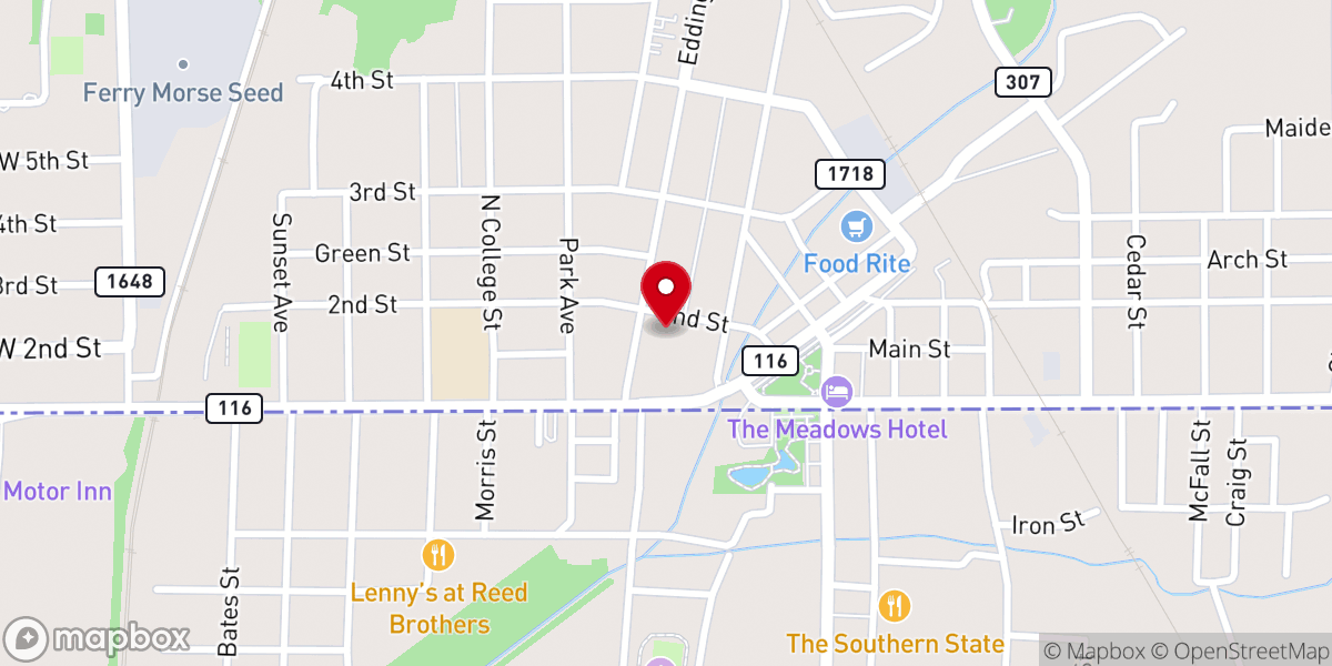 Map showing location of First Baptist Church Fulton