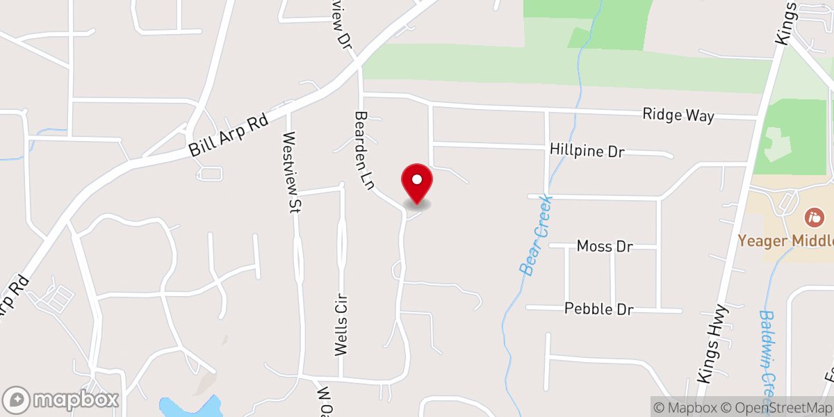 Map showing location of Bearden Lane Church of Christ