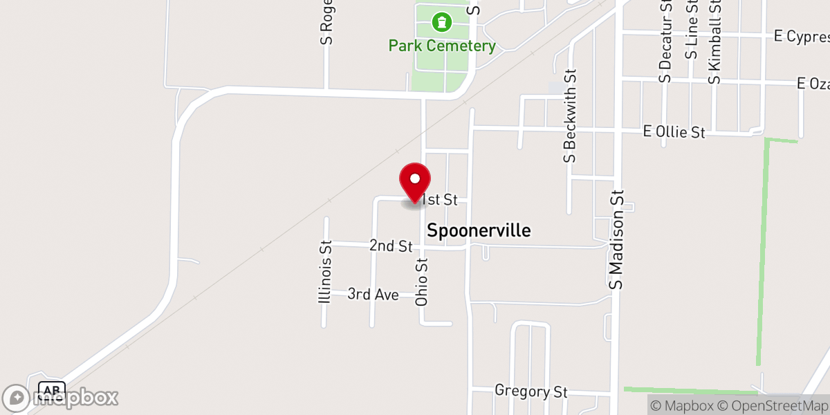 Map showing location of Spoonerville Baptist Church