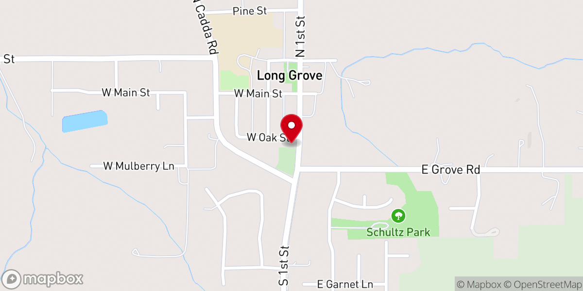 Map showing location of Long Grove Christian Church