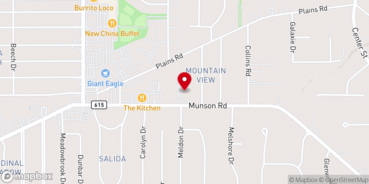 Map showing location of Advent Lutheran Church