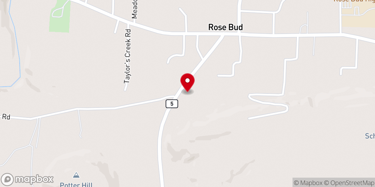 Map showing location of Rose Bud Church of Christ